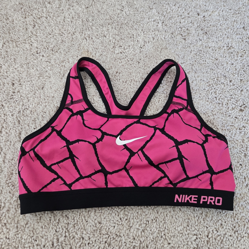 Nike Pro Women's Black and Pink Sports Bra